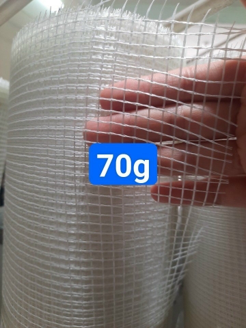 Lưới thủy tinh 5x5, tỉ trọng 70g/m², cuộn 1x50m KDTL - Lưới thủy tinh gia cường chống nứt cho vữa trát tường, cán nền
