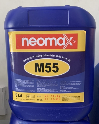 Neomax M55 - Can 5 Lít - Chống thấm thẩm thấu kỵ nước trong suốt. Chống thấm tường gạch không trát