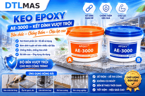 Keo Apoxy AE 3000 Bộ 20kg Màu Trắng - Keo dán đá hai thành phần gốc Epoxy