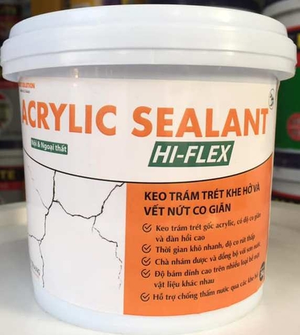 Keo trám trét, xử lý vết nứt co giãn Acrylic Sealant Hi-flex - Lon 5kg