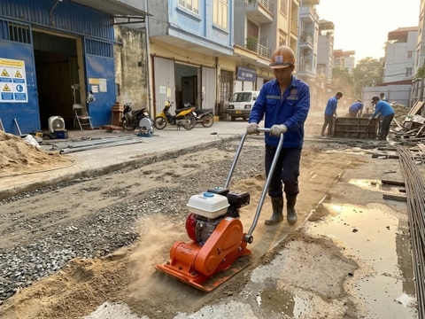 Đầm Bàn Chạy Xăng PC60 GX200 6.5HP – Động Cơ Trung Quốc