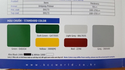 Sơn Phủ Epoxy KCC ET5660 Bộ 16L – 2 Thành Phần Hệ Lăn Màu Đặc Biệt A1999 (Đen), A9000 (Trong)