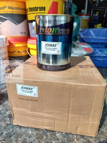 Joway Vàng Lon 5Kg - Sơn kẻ vạch, sơn giao thông gốc Acrylic mau khô màu Vàng