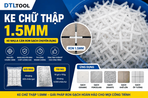 Ke Chữ Thập 1.5mm | Ke Nhựa Căn Ron Gạch 1.5mm, Ke Cộng Ốp Lát Chuyên Dụng