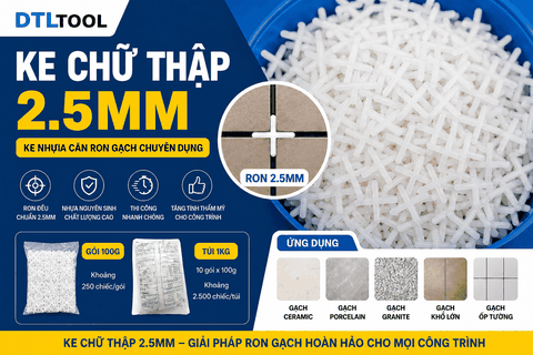 Ke Chữ Thập 2.5mm | Ke Nhựa Căn Ron Gạch 2.5mm, Ke Cộng Ốp Lát Chuyên Dụng