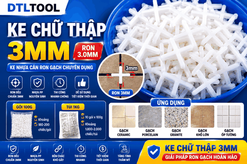 Ke Chữ Thập 3mm | Ke Nhựa Căn Ron Gạch 3mm, Ke Cộng Ốp Lát Chuyên Dụng
