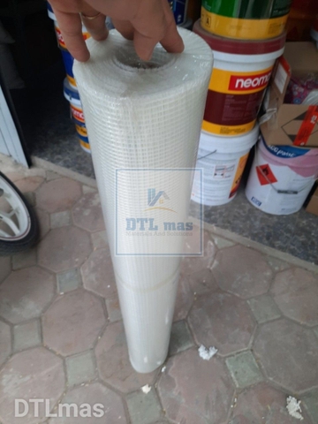 Lưới thủy tinh 5x5, tỉ trọng 60g/m², cuộn 1x50m VDTL - Lưới thủy tinh gia cường chống nứt cho vữa trát tường, cán nền