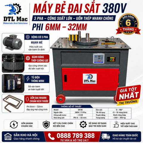 Máy Uốn Thép GF36 380V 3 Pha Từ Phi 6–36mm – Máy Uốn Thép Xây Dựng Công Suất Lớn Giá Rẻ