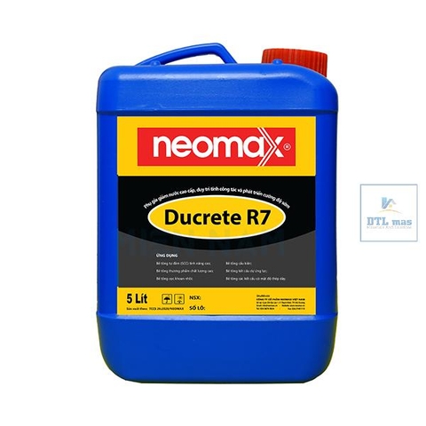 Neomax® Ducrete R7 - Can 5 lít. Phụ gia giảm nước cao cấp, duy trì tính công tác và phát triển cường độ sớm