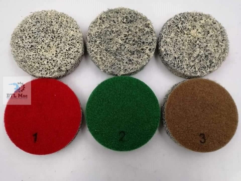 Đường kính 4inch (~10cm) Pad cước đánh bóng sàn. Pad đánh bóng lông thú lắp máy chà cầm tay