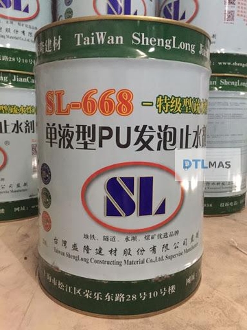 Keo PU Trương Nở Chống Thấm SL-668 20kg | Keo Bơm Chặn Nước Xử Lý Nứt Bê Tông