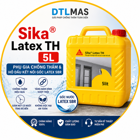 Sika Latex TH 5L – Phụ Gia Chống Thấm & Hồ Dầu Kết Nối Gốc Latex SBR