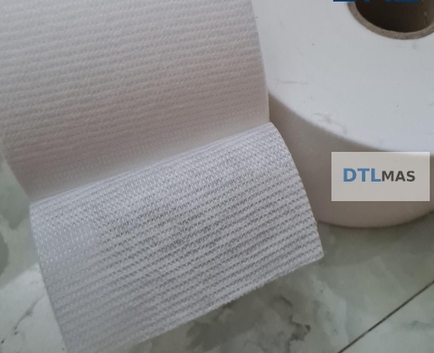 Vải Polyester có dệt khổ rộng 10cm 60 - 65g/m² VDTL. Lưới Polyester chống thấm, gia cố vết nứt, sàn mái