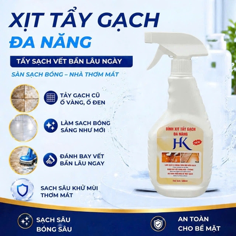 Nước Tẩy Gạch Đa Năng HK – Tẩy Xi Măng, Rong Rêu, Ố Vàng Chai Xịt Tiện Dụng 500ml