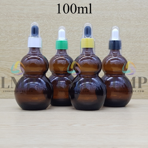 Chai hồ lô nắp bóp khoen nhựa sọc có nắp chụp 100ml