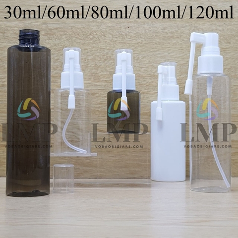 Chai PETG vai ngang đầu xịt mũi 360 độ