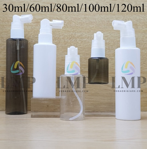 Chai PETG vai ngang đầu xịt mũi 90 độ