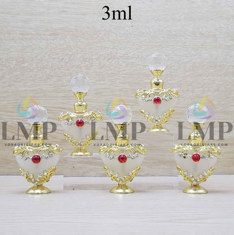 Chai Dubai trái tim vàng đính đá 3ml