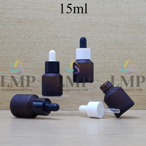 Chai thủy tinh vát nắp bóp khoen nhựa trơn 15ml