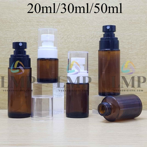 Chai thủy tinh nâu đầu phun sương loại nhỏ