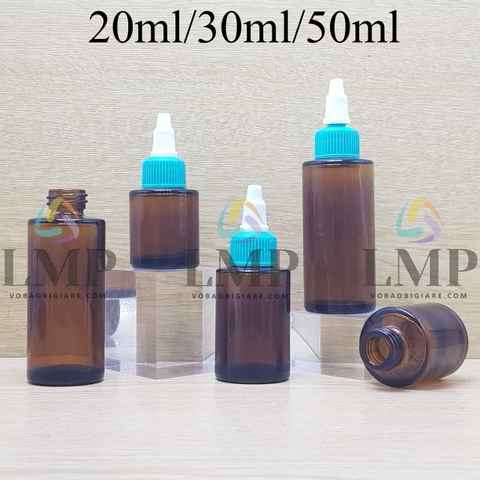 Chai thủy tinh nâu nắp nhọn sọc tattoo