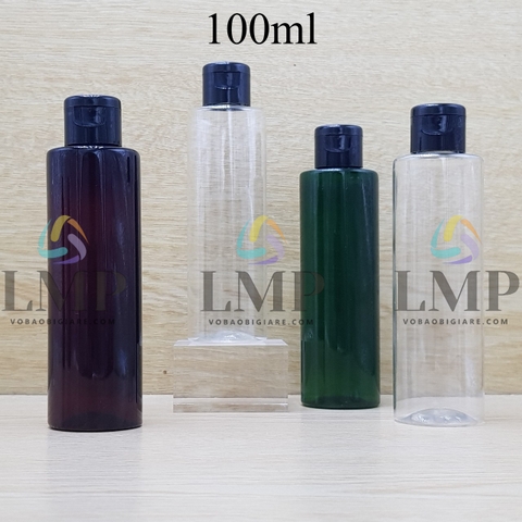 Chai PET vai ngang nắp bật trơn bóng 100ml