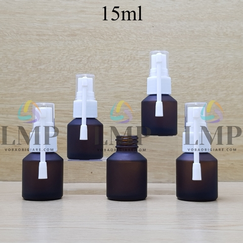 Chai thủy tinh vát đầu xịt mũi 360 độ 15ml