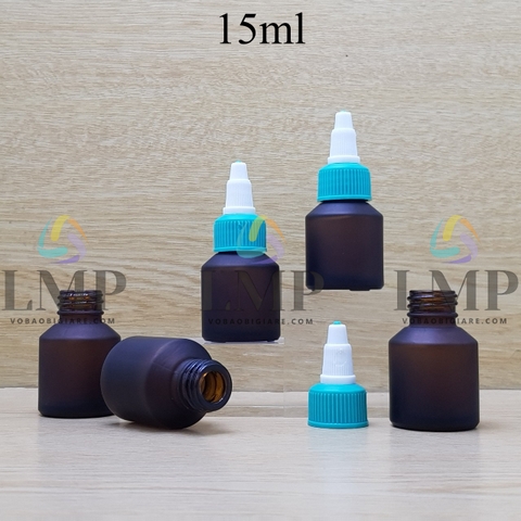 Chai thủy tinh vát nắp nhọn sọc tattoo 15ml