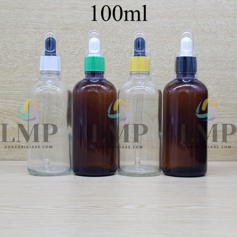 Chai tinh dầu nắp bóp khoen nhựa sọc có nắp chụp 100ml