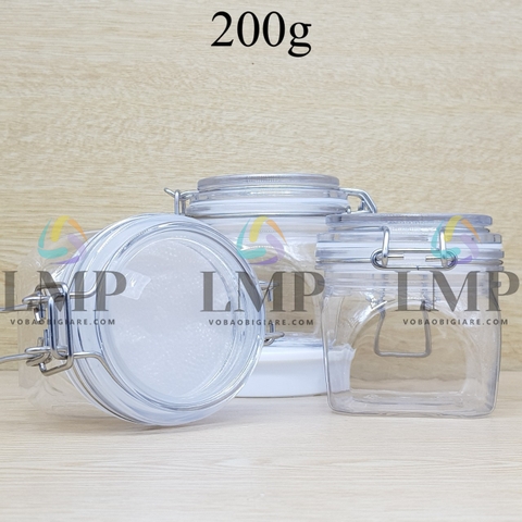 Hũ vuông có nắp cài bằng thép ko gỉ 200g
