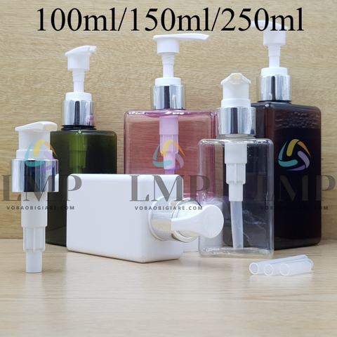 Chai lotion vuông vòi van xi KO viền