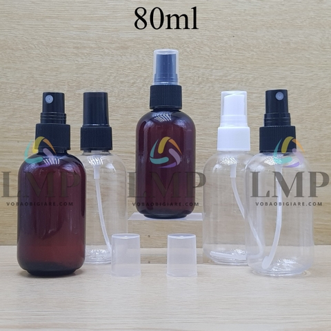 Chai vai tròn đầu phun sương sọc 80ml