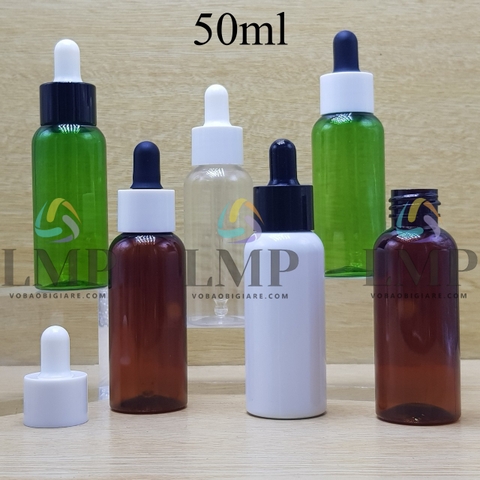 Chai vai tròn nắp bóp khoen nhựa trơn 50ml