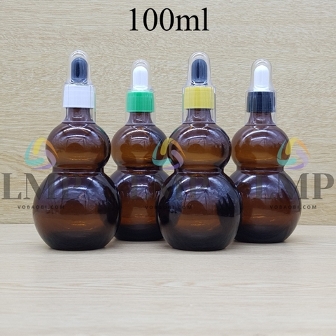 Chai hồ lô nắp bóp khoen nhựa sọc có nắp chụp 100ml