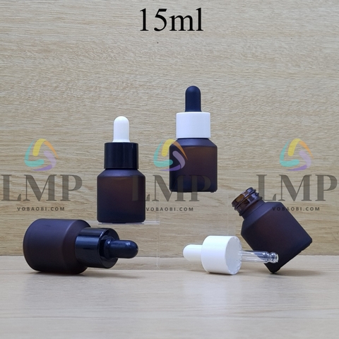 Chai thủy tinh vát nắp bóp khoen nhựa trơn 15ml
