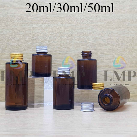 Chai thủy tinh nâu nắp nhôm cuốn