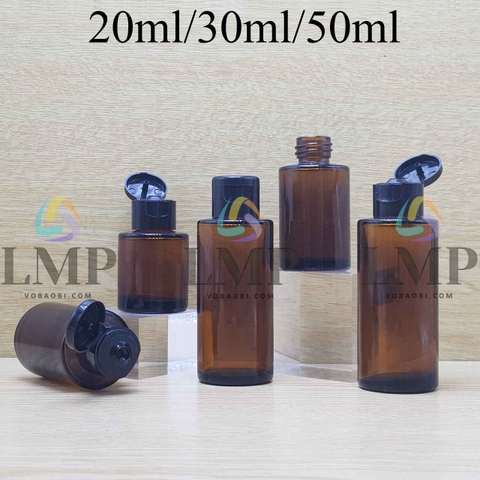 Chai thủy tinh nâu nắp bật trơn bóng