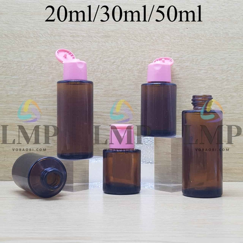 Chai thủy tinh nâu nắp bật trơn mờ