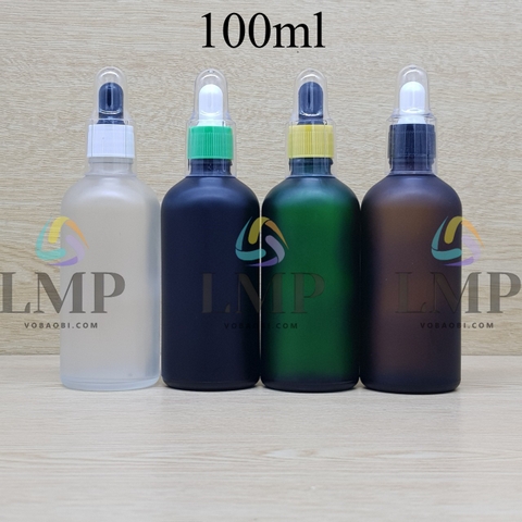 Chai tinh dầu phun mờ nắp bóp khoen nhựa sọc có nắp chụp 100ml