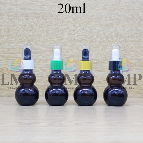 Chai hồ lô nắp bóp khoen nhựa sọc có nắp chụp 20ml