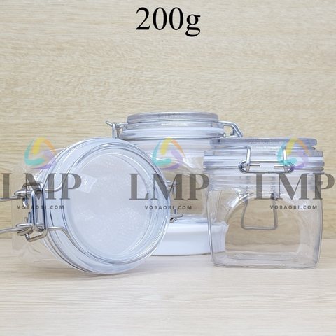 Hũ vuông có nắp cài bằng thép ko gỉ 200g