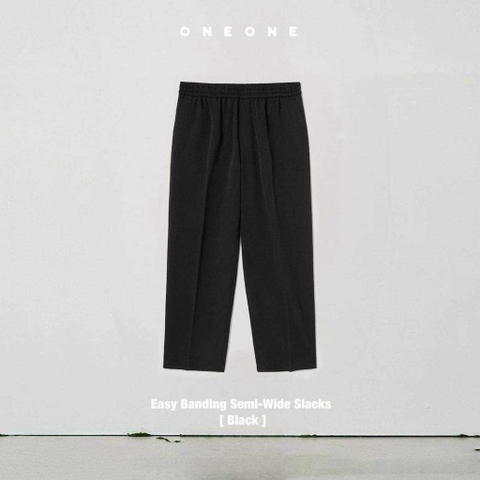 Easy Banding Semi-Wide Slacks Black 423321FY45