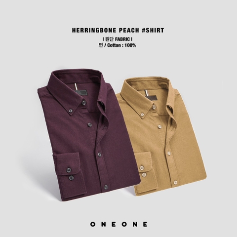 Slim fit herringbone peach shirt SDSRD11TSV