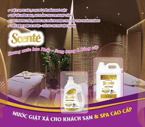 Nước giặt xả Scenté can 10 lít cho Spa, Thẩm mỹ viện, Salon tóc