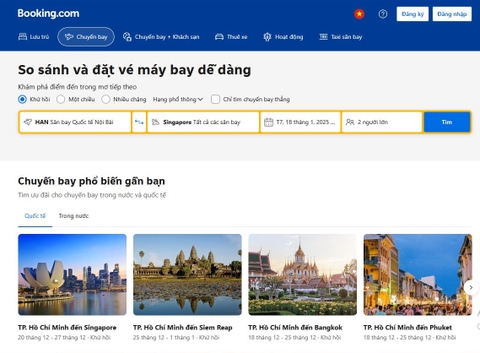Booking.com thêm tiện ích đặt vé máy bay, nâng tầm trải nghiệm du lịch cho du khách