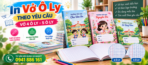 In Vở Ô Ly Theo Yêu Cầu Tại Hà Nội - Vở 4 Ô Ly, 5 Ô Ly