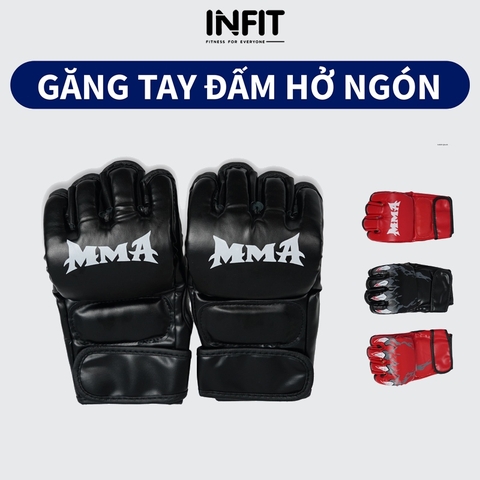 Găng Tay MMA Hở Ngón Đấm Boxing Da PU cao cấp