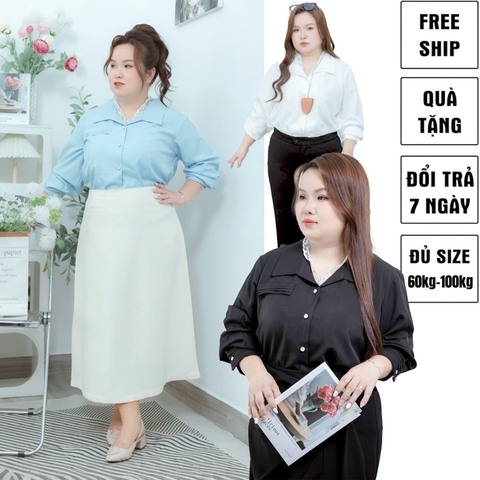 Aó sơ mi bigsize 60kg - 95kgkg kiểu dáng basic phù hợp mặc đi làm , đi dạy.