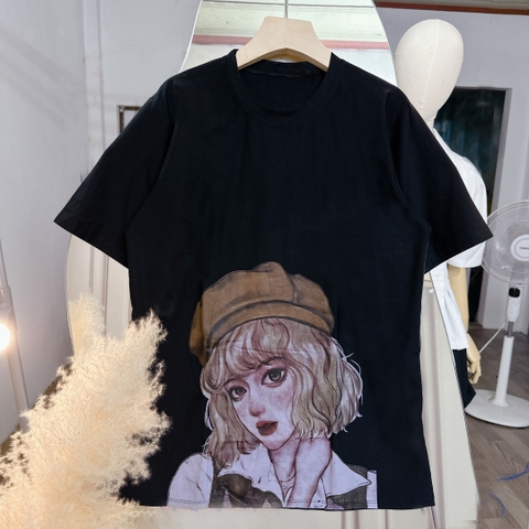 Áo thun phom rộng in hình cô gái bigsize 55kg - 95kg