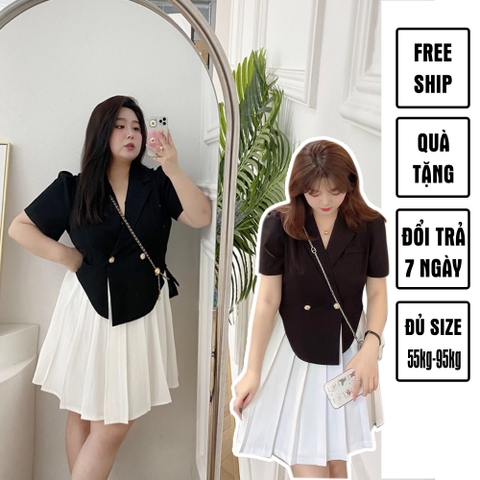 Sét áo vest xẻ tà chân váy dáng xoè bigsize 60kg - 95kkg phù hợp mặc đi làm đi chơi đi tiệc